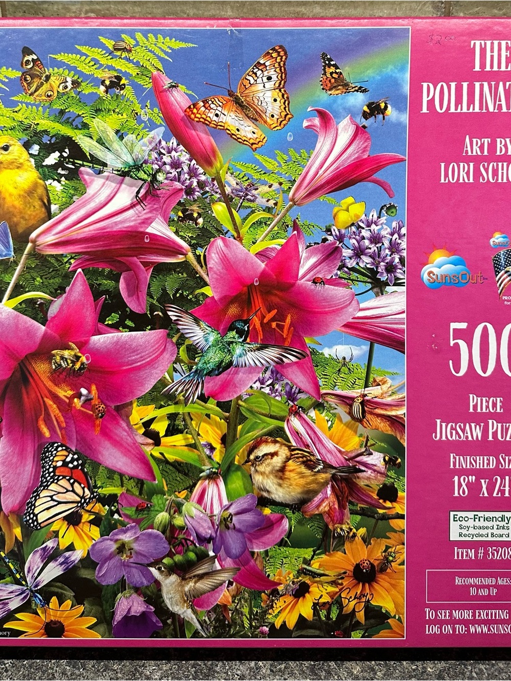 The Pollinators 500-Piece Jigsaw Puzzle by SunsOut - Pink Floral Artwork
